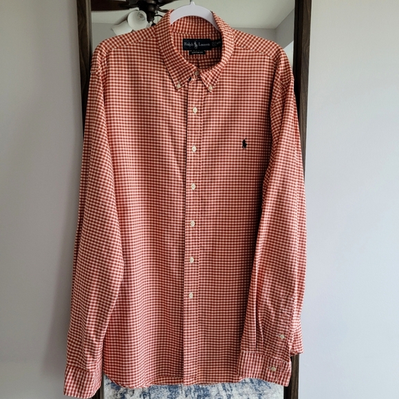 Vtg RL Ralph Lauren Fall rust check plaid button down Oxford shi… - Picture 1 of 7